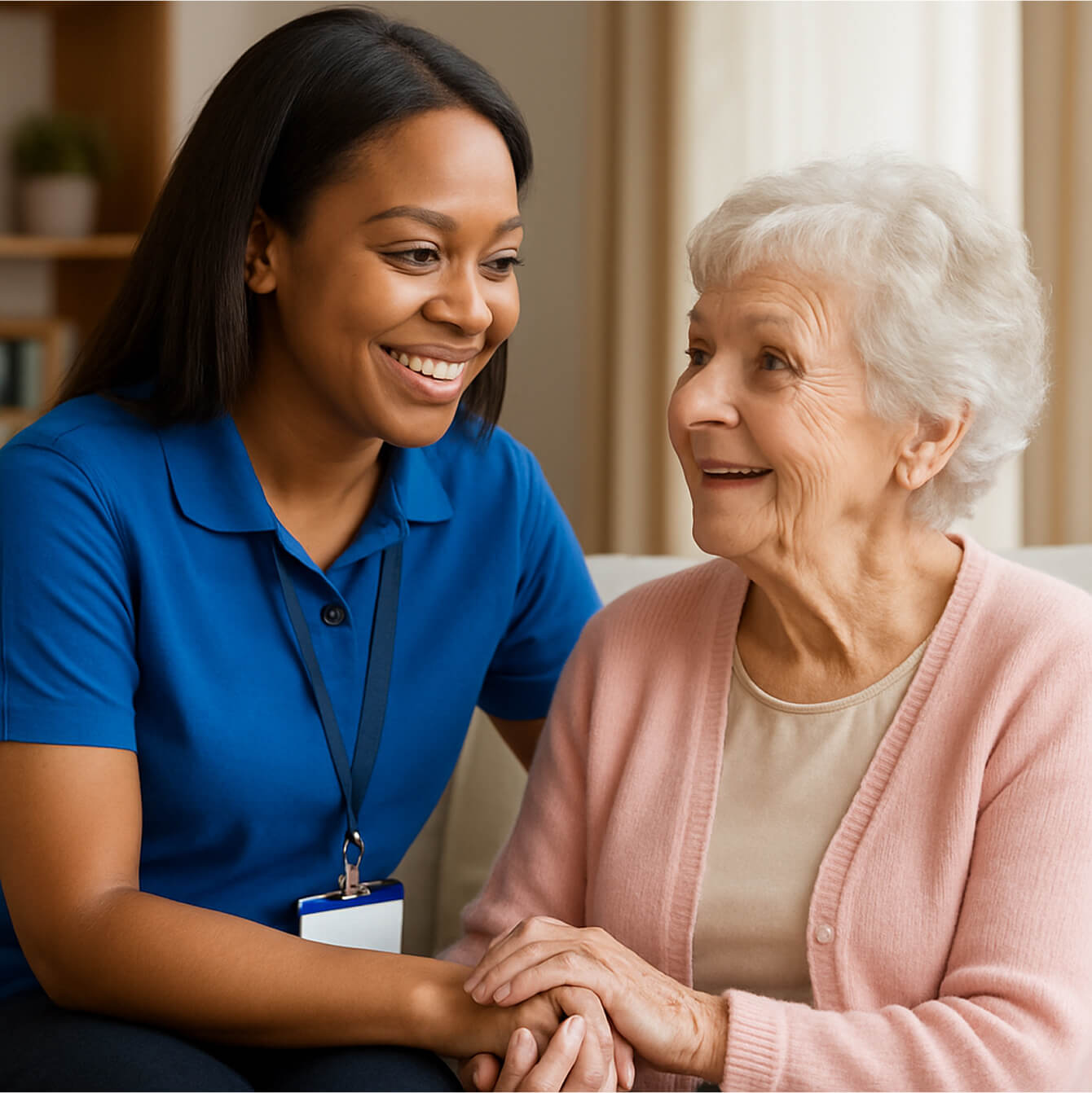 A care worker with an elderly person